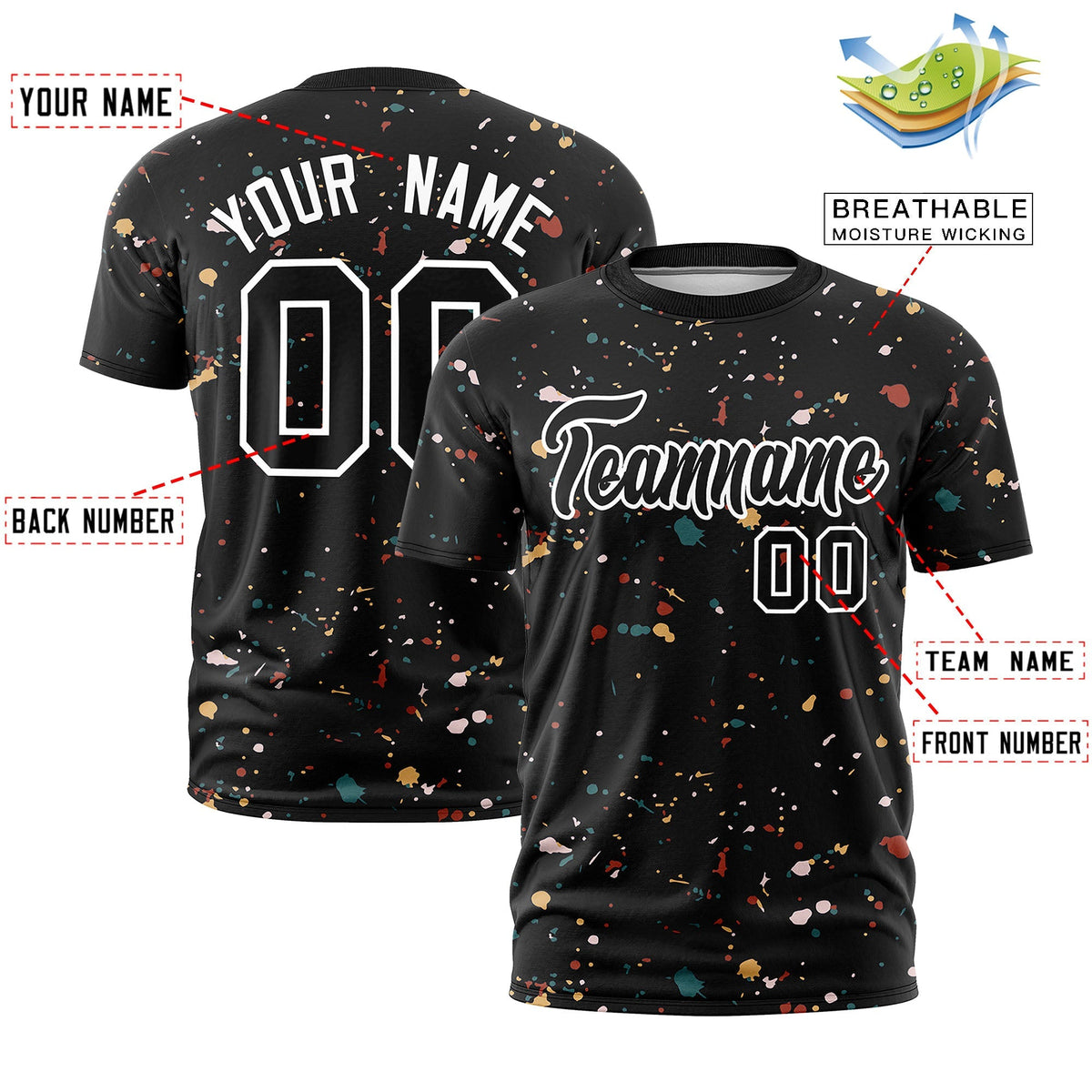 Custom Black White Spray Painting Graffiti Pattern Personalization T-shirt| KXKSHOP