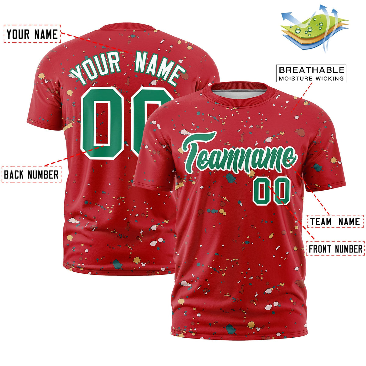 Custom Red Kelly Green White Spray Painting Graffiti Pattern Personalization T-shirt| KXKSHOP