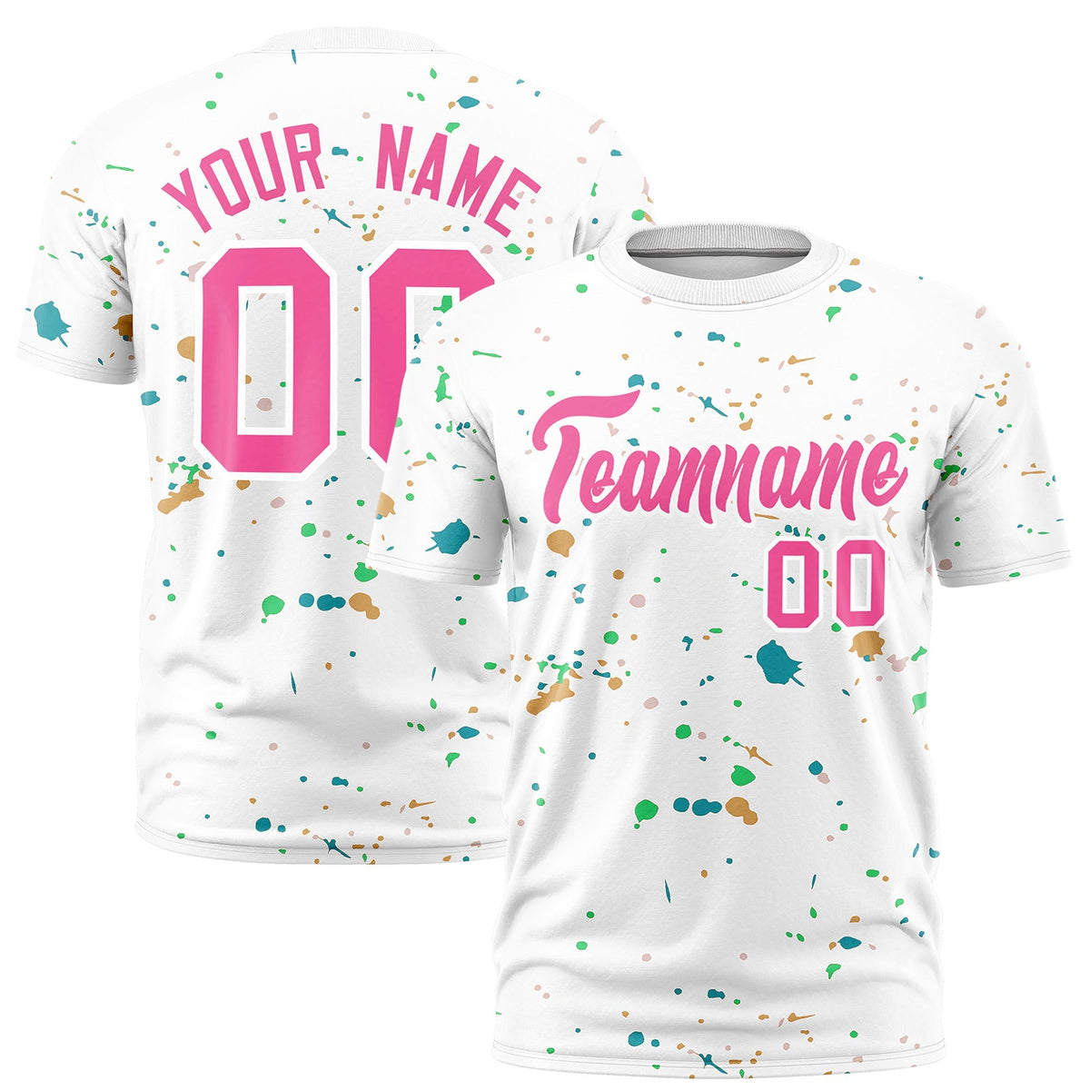 Custom White Pink Spray Painting Graffiti Pattern Personalization T-shirt| KXKSHOP