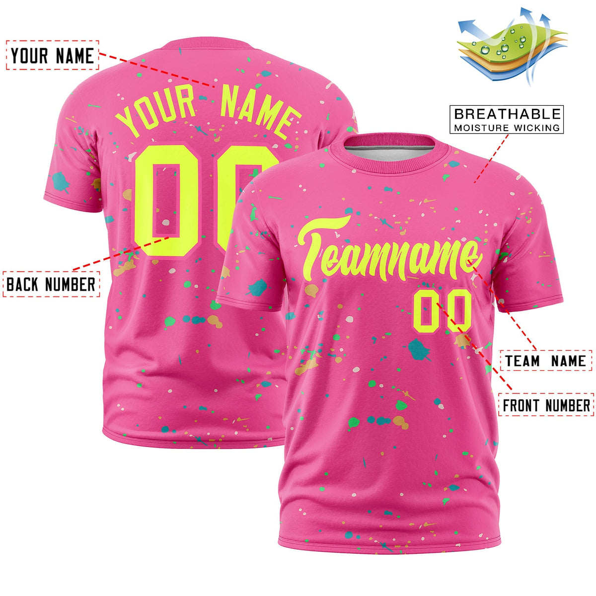 Custom Pink Fluorescent Green Spray Painting Graffiti Pattern Personalization T-shirt| KXKSHOP