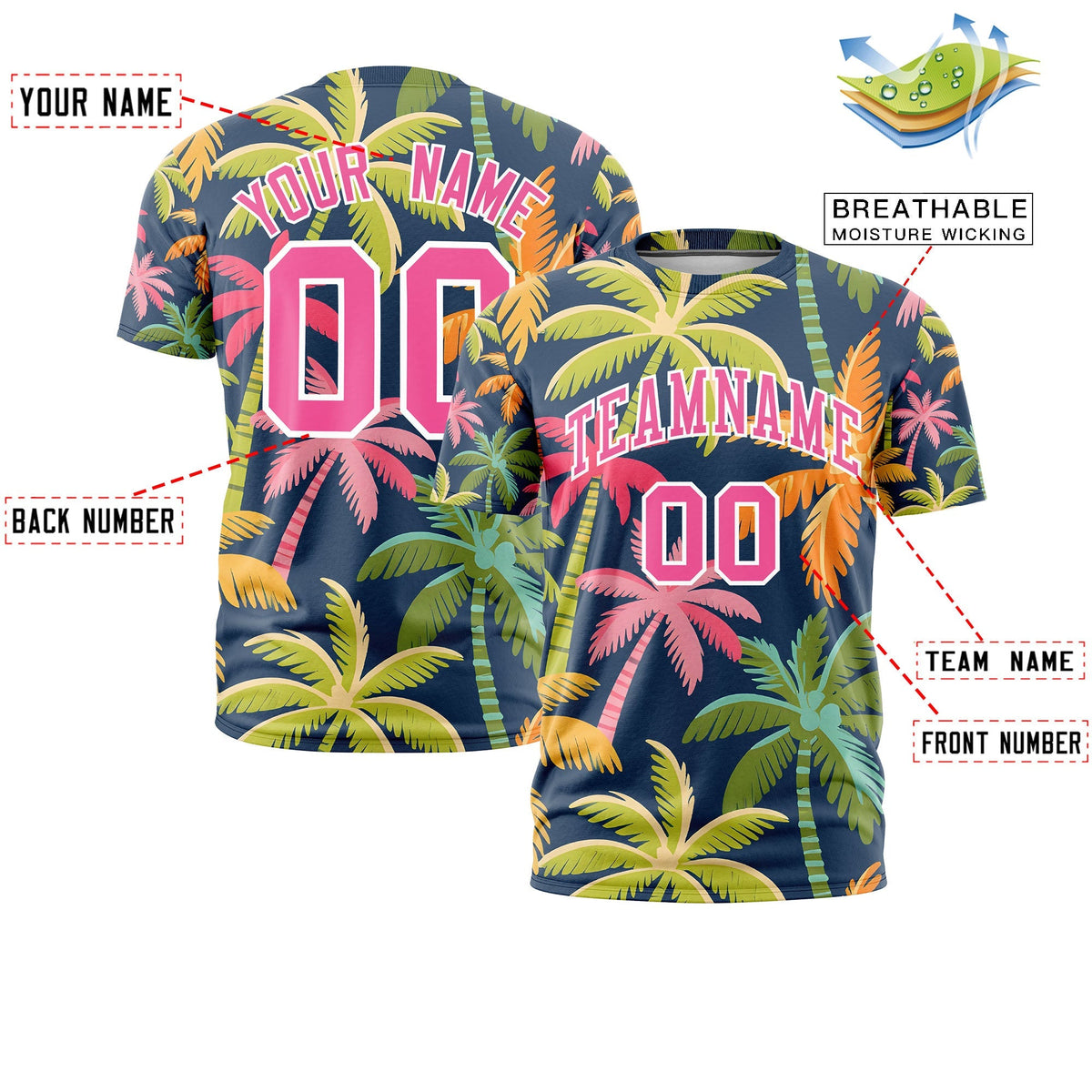 Custom Pink White Graffiti Pattern Hawaiian Style T-shirt| KXKSHOP