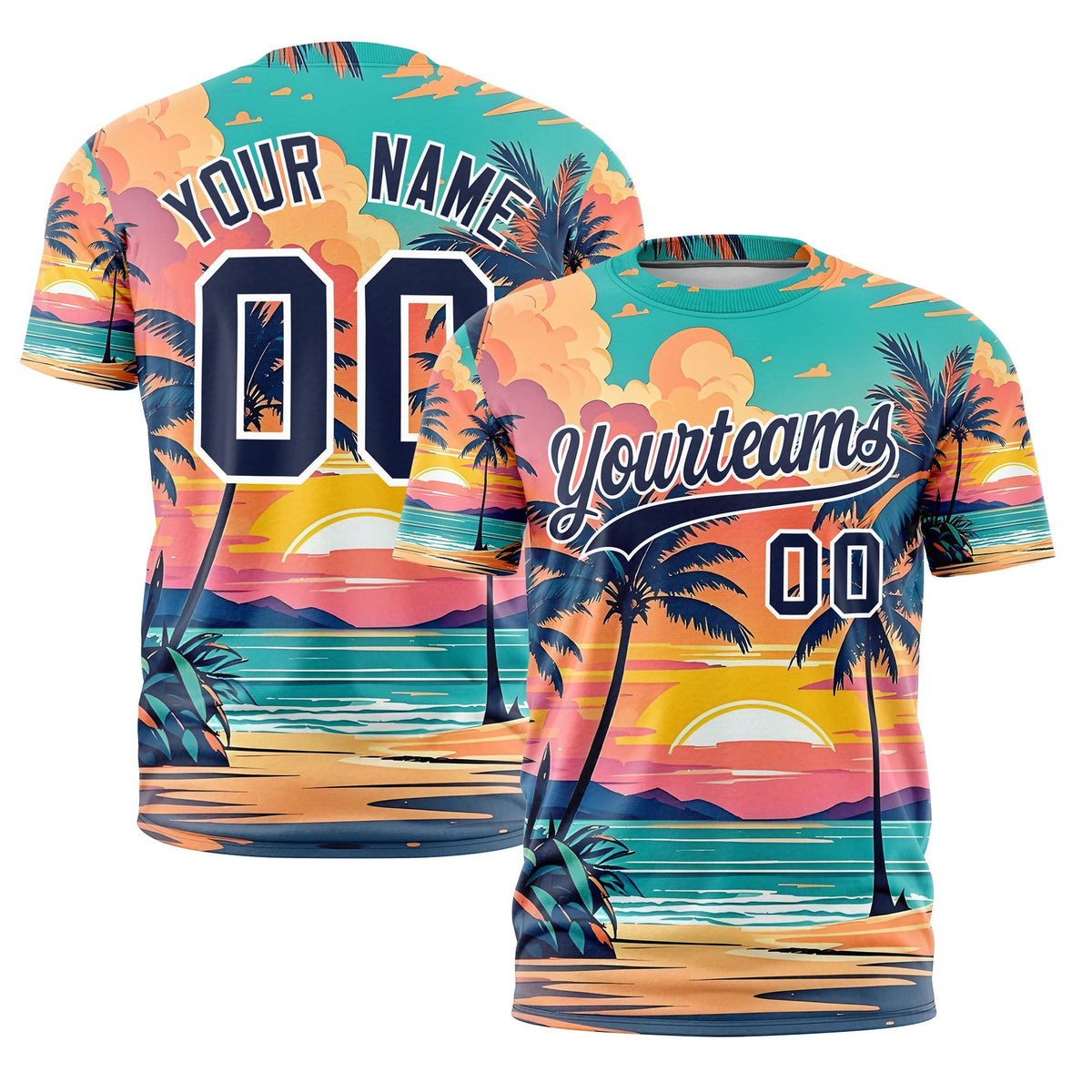Custom Navy White Graffiti Pattern Hawaiian Style T-shirt| KXKSHOP