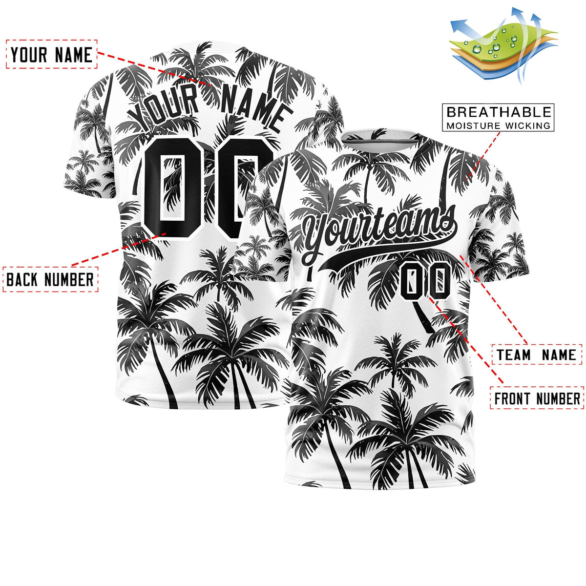 Custom Black White Graffiti Pattern Hawaiian Style T-shirt| KXKSHOP