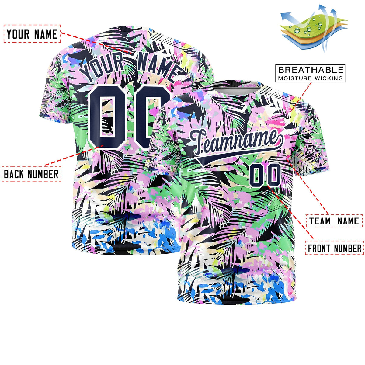 Custom Navy White Graffiti Pattern Hawaiian Style T-shirt| KXKSHOP