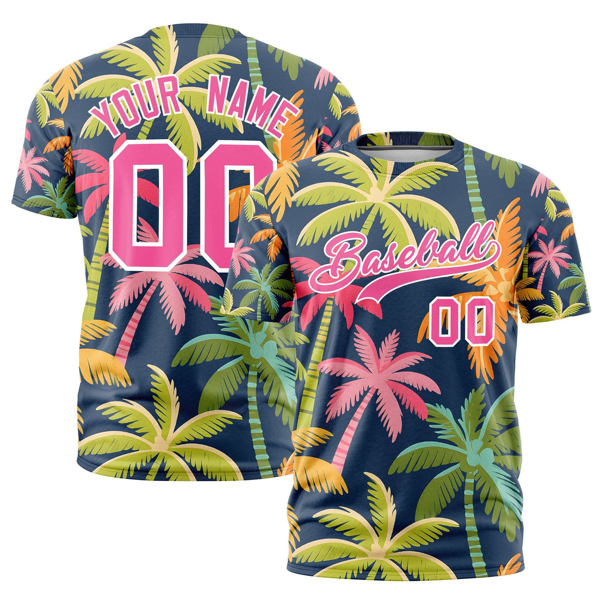 Custom Pink White Graffiti Pattern Hawaiian Style T-shirt| KXKSHOP