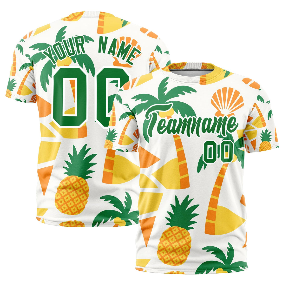 Custom Kelly Green White Graffiti Pattern Hawaiian Style T-shirt| KXKSHOP