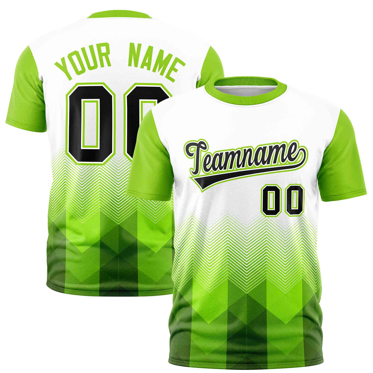 Custom White Neon Green Gradient Ripple Fashion Raglan Sleeves Performance T-Shirt | KXKSHOP
