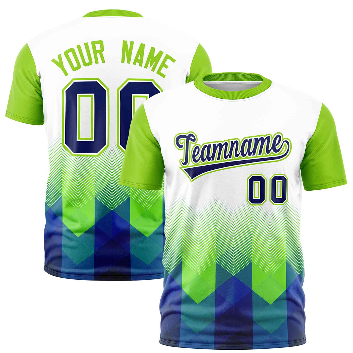 Custom White Neon Green Gradient Ripple Fashion Raglan Sleeves Performance T-Shirt | KXKSHOP