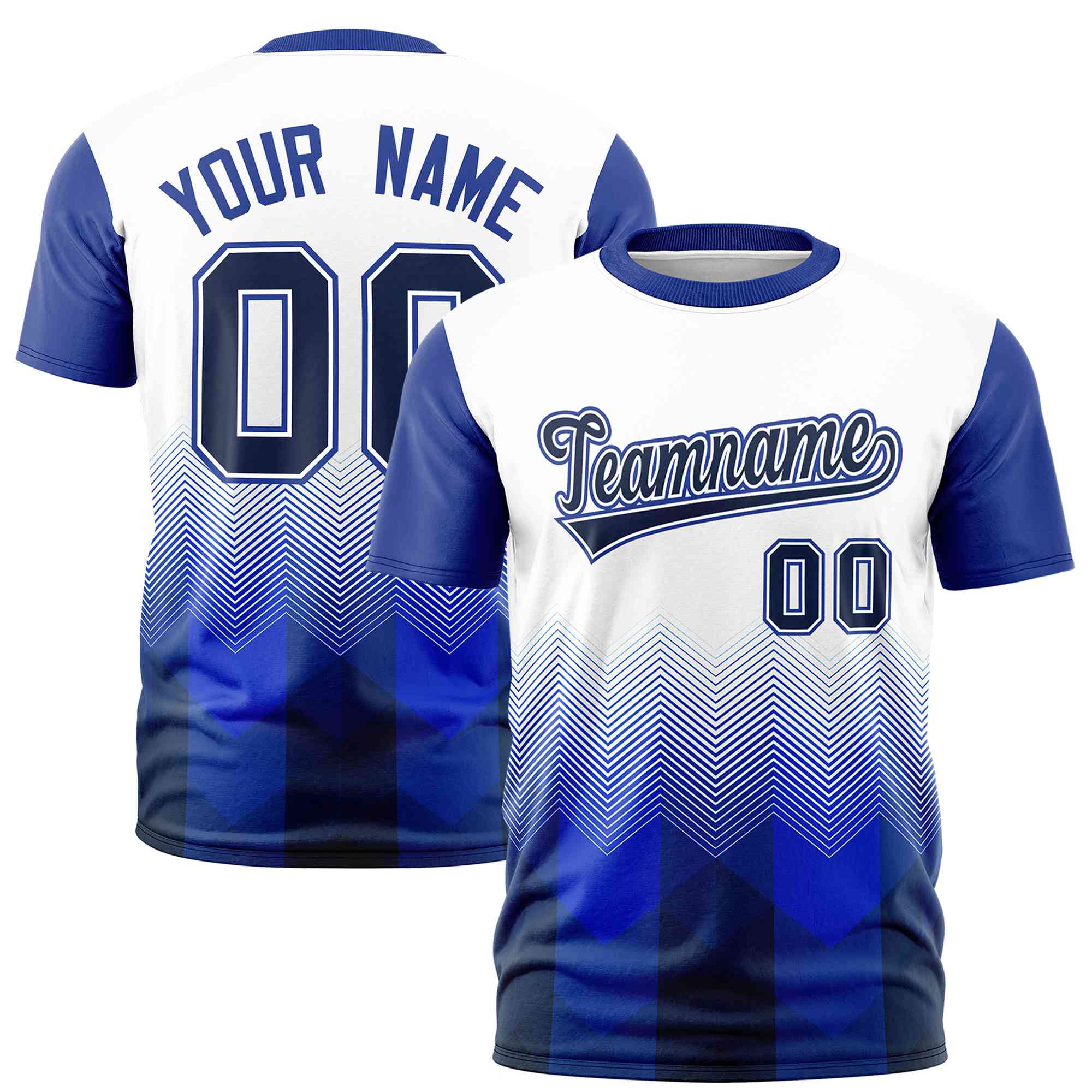 Custom White Royal Gradient Ripple Fashion Raglan Sleeves Performance T-Shirt | KXKSHOP