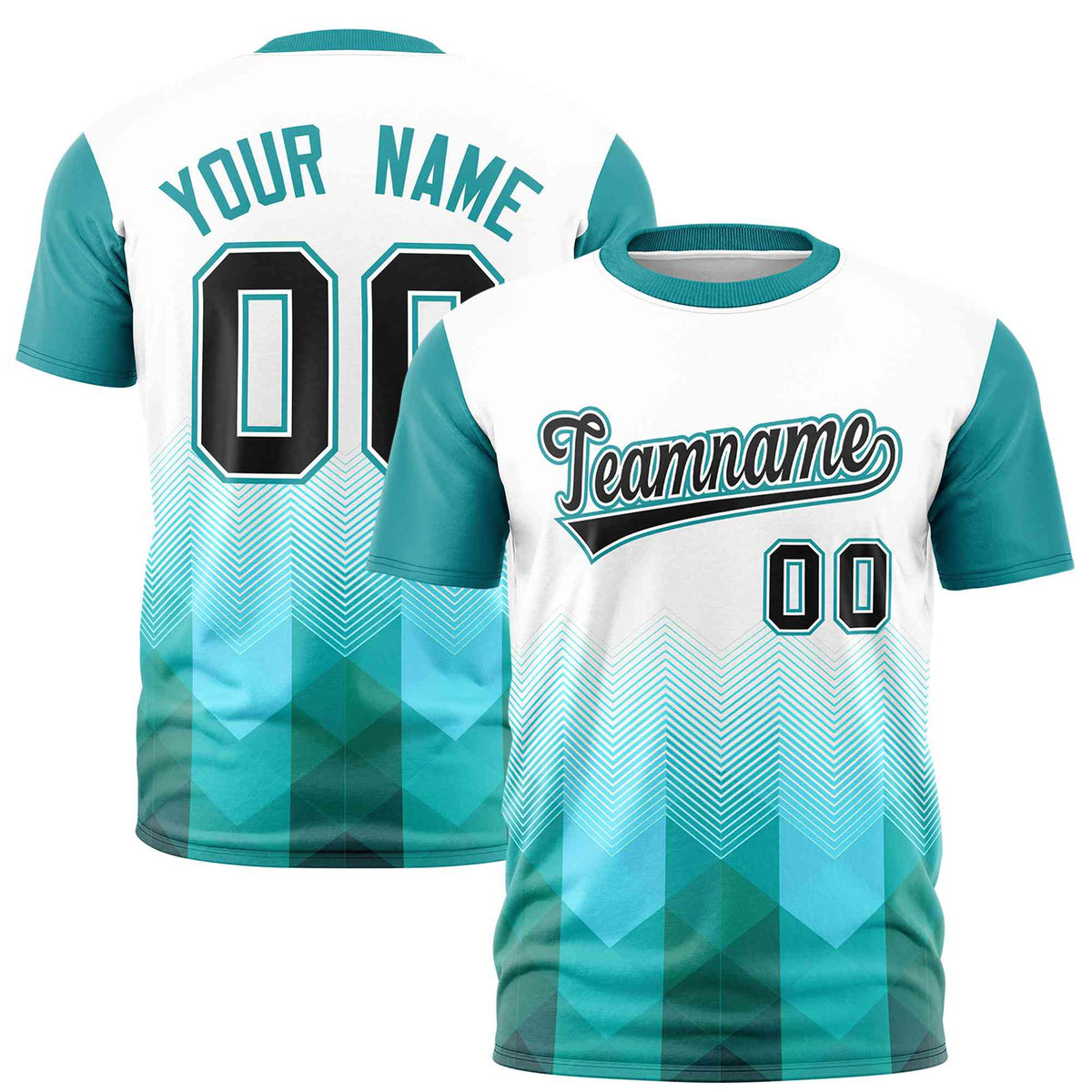 Custom White Aqua Gradient Ripple Fashion Raglan Sleeves Performance T-Shirt | KXKSHOP