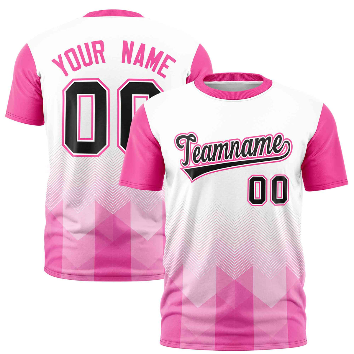 Custom White Pink Gradient Ripple Fashion Raglan Sleeves Performance T-Shirt | KXKSHOP