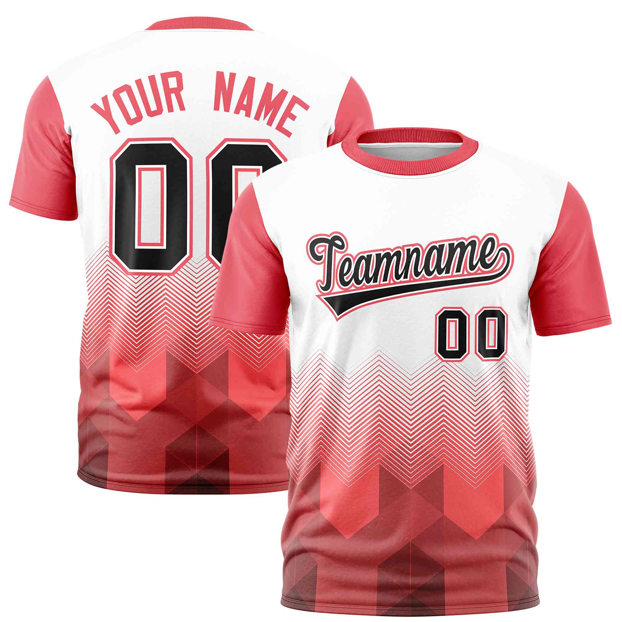 Custom White Light Red Gradient Ripple Fashion Raglan Sleeves Performance T-Shirt | KXKSHOP