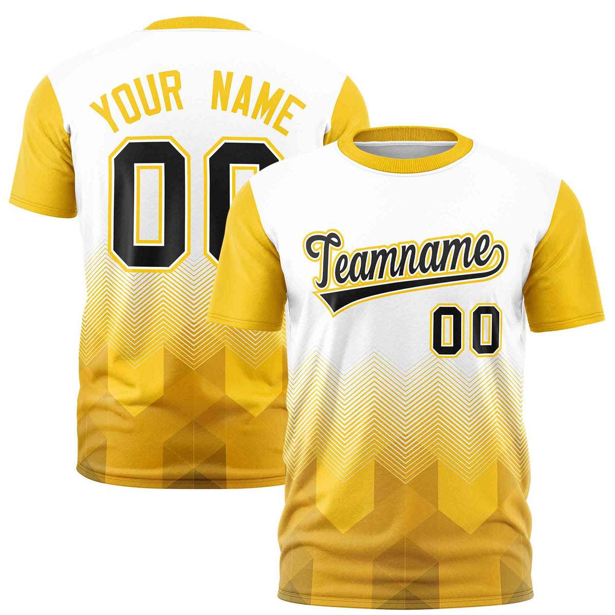 Custom White Gold Gradient Ripple Fashion Raglan Sleeves Performance T-Shirt | KXKSHOP