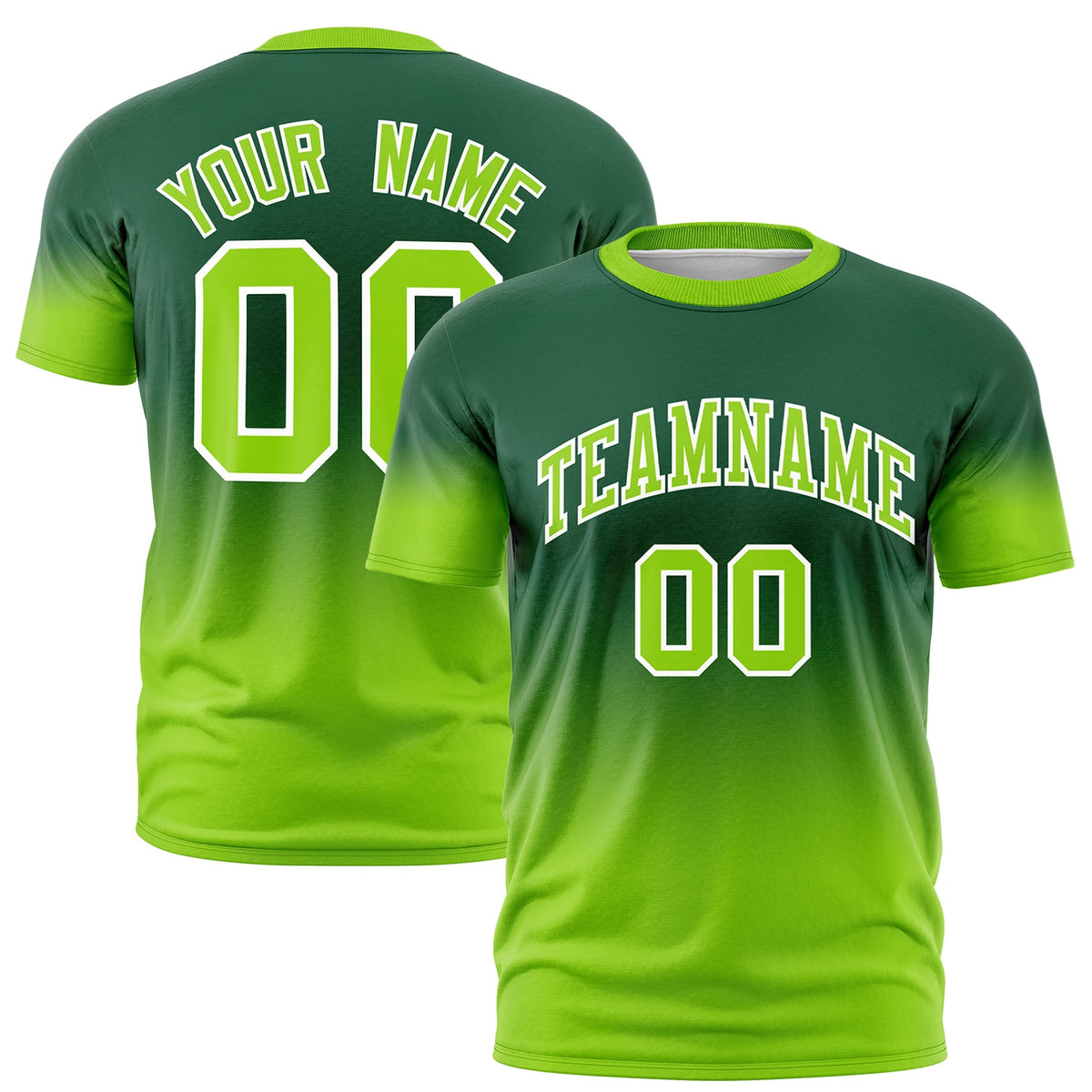 Custom Green Neon Green White Gradient Fashion Lightweight T-shirt| KXKSHOP