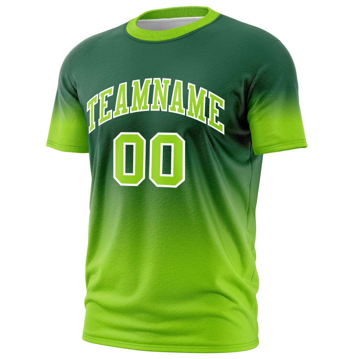 Custom Green Neon Green White Gradient Fashion Lightweight T-shirt| KXKSHOP