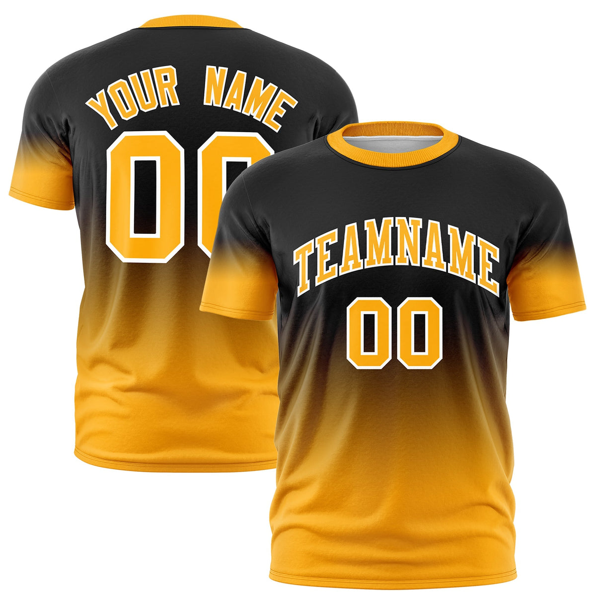 Custom Black Yellow White Gradient Fashion Quick Dry T-shirt| KXKSHOP