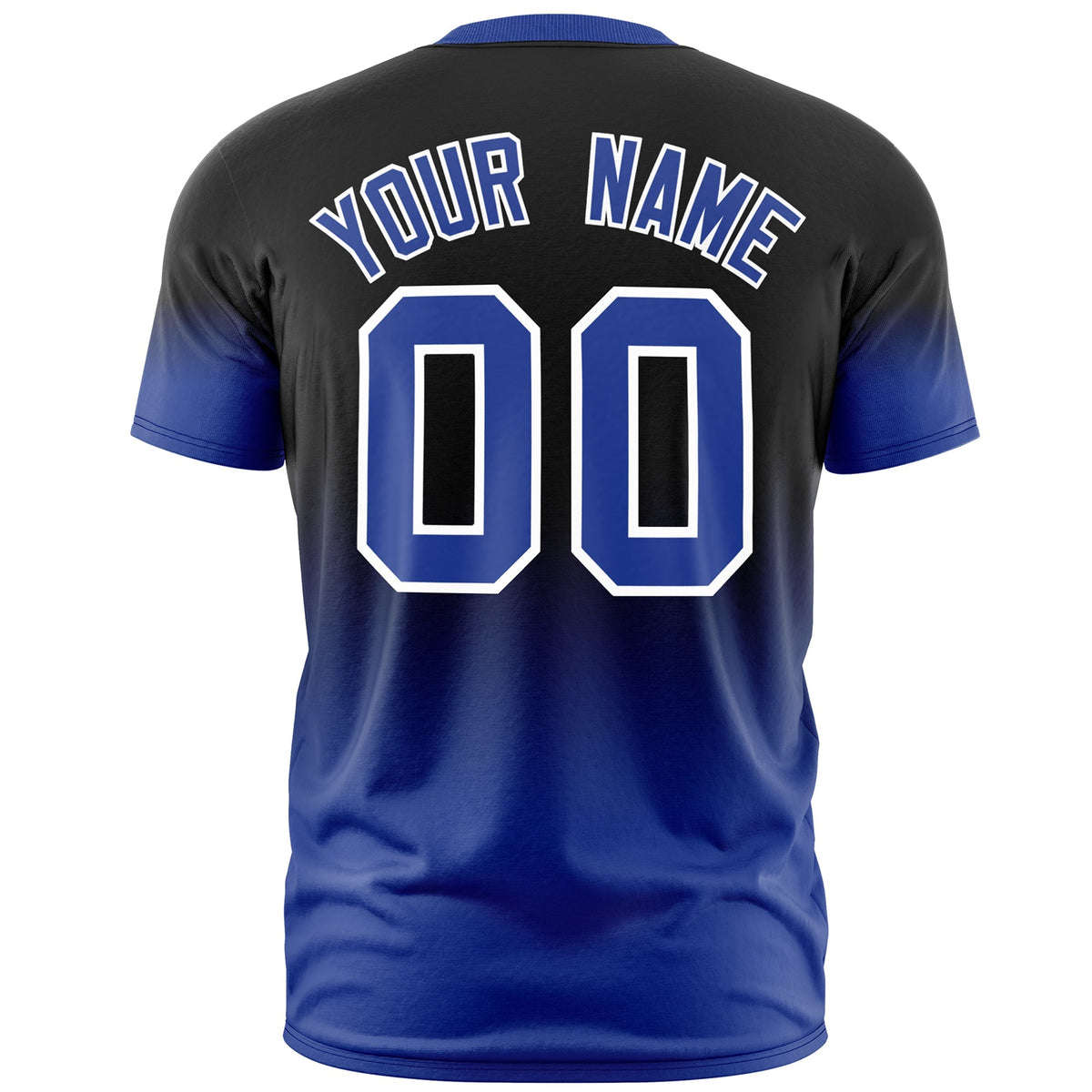 Custom Black Royal Blue White Gradient Fashion Lightweight T-shirt| KXKSHOP