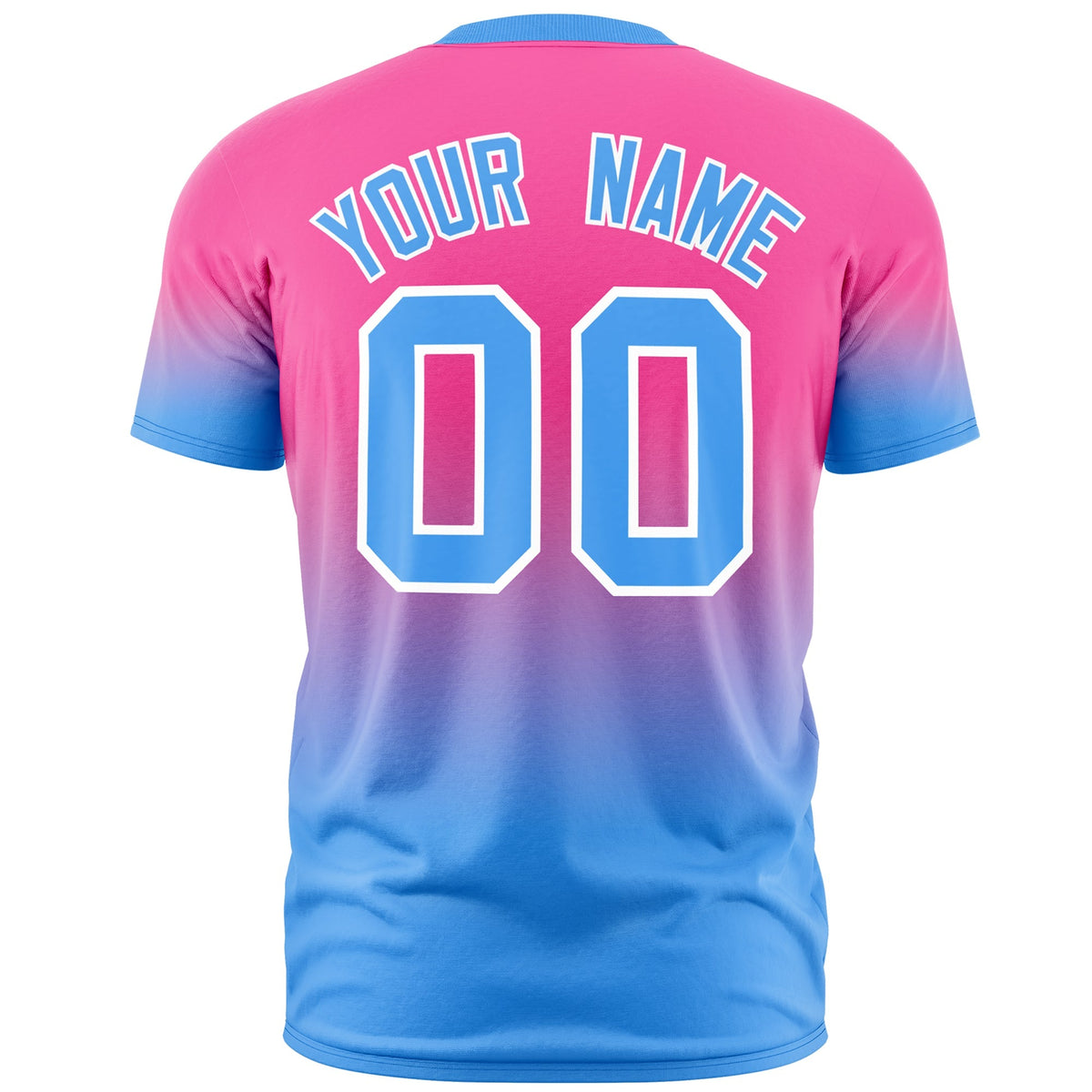 Custom Pink Powder Blue White Gradient Fashion Lightweight T-shirt| KXKSHOP