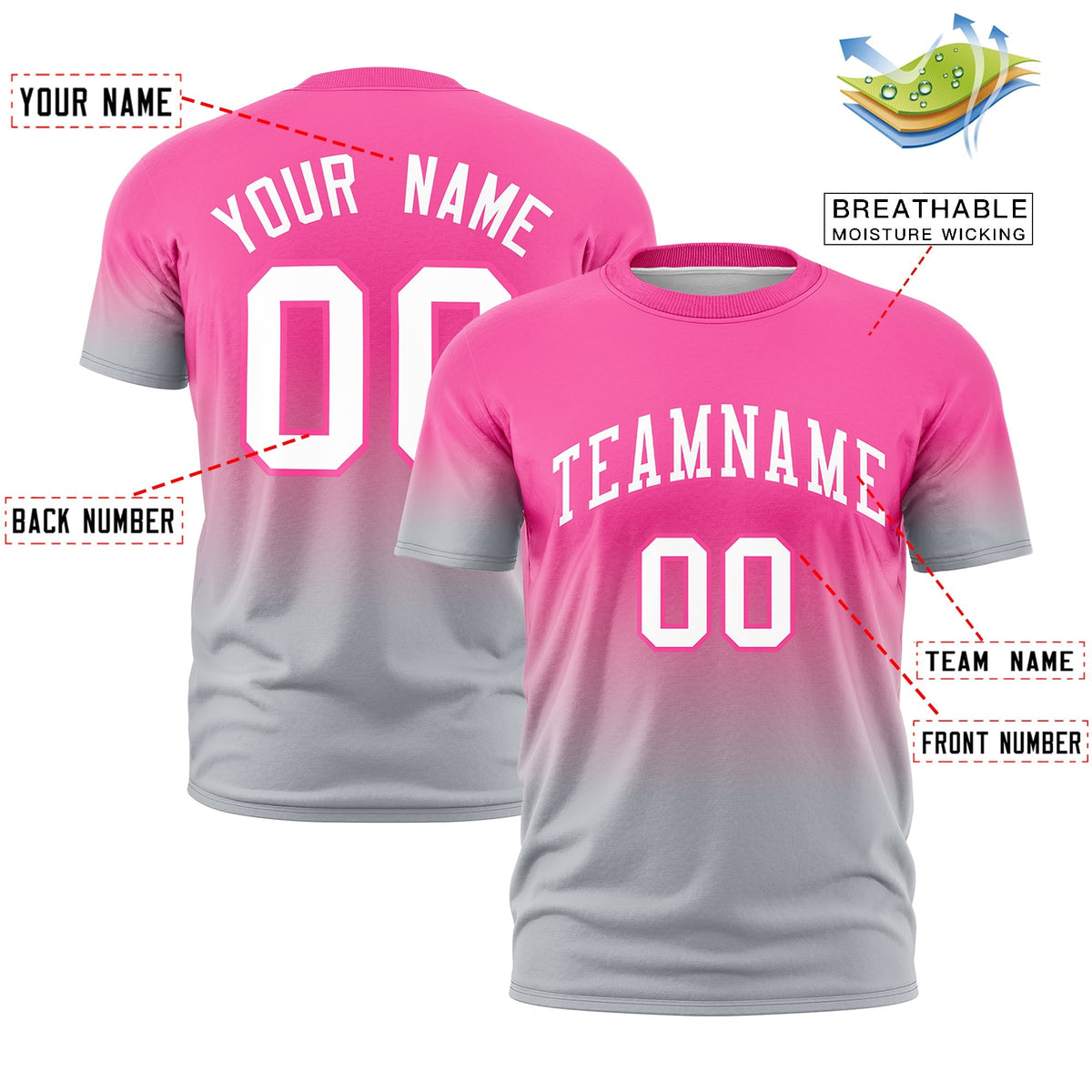 Custom Pink White Gradient Fashion Quick Dry T-shirt| KXKSHOP