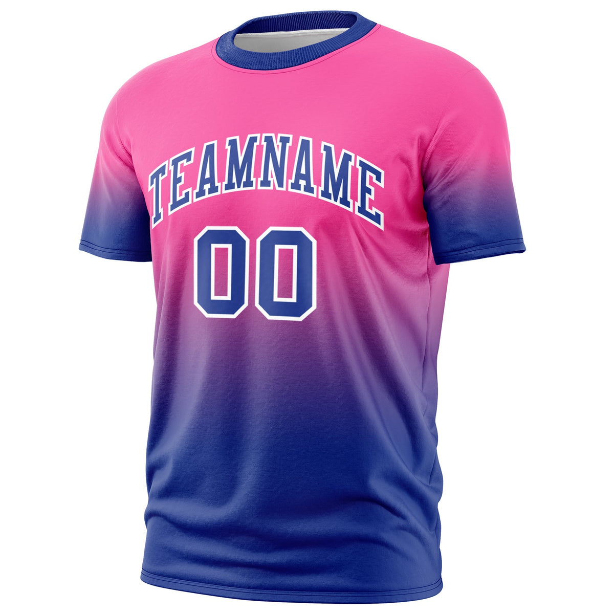 Custom Pink Royal Blue White Gradient Fashion Lightweight T-shirt| KXKSHOP