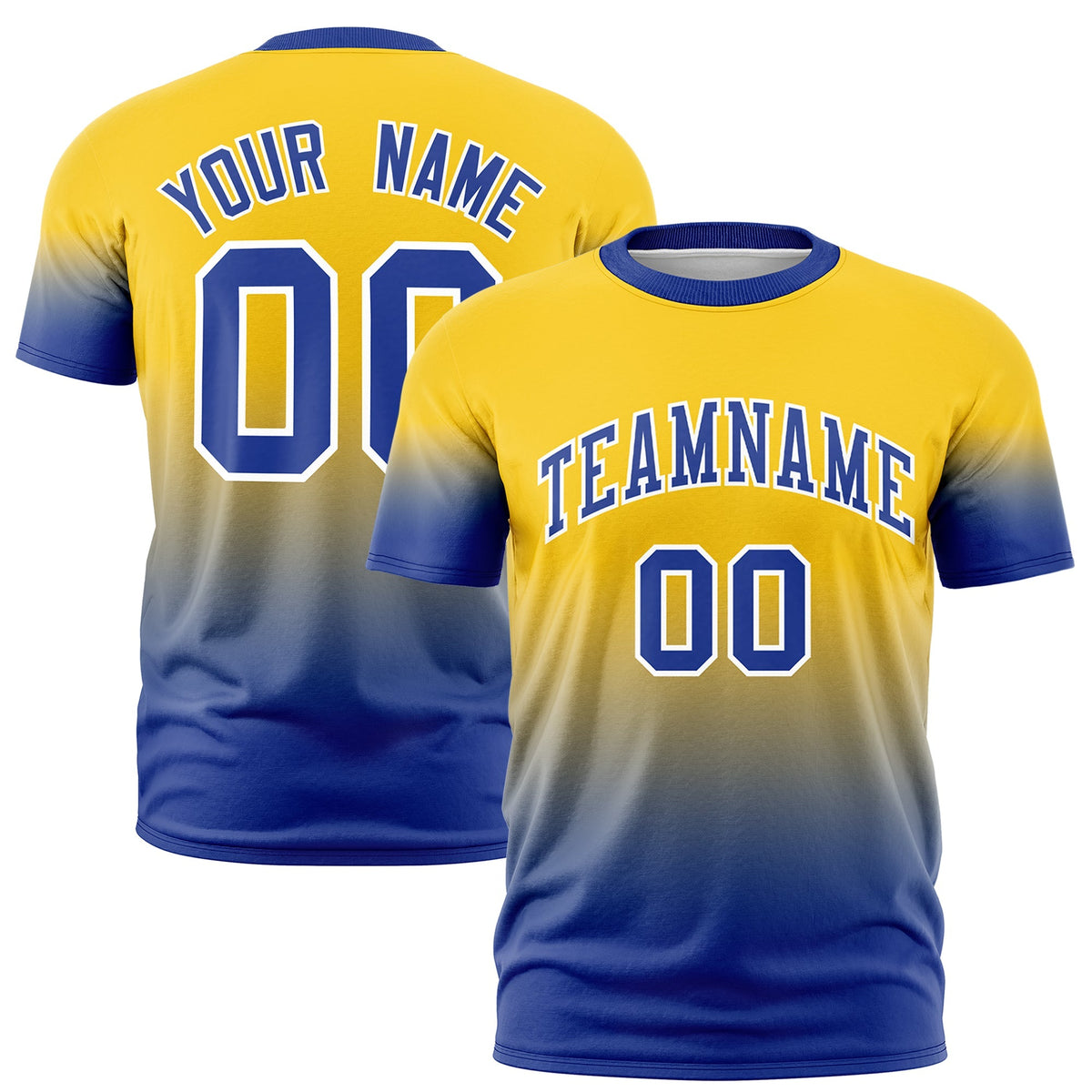 Custom Gold Royal Blue White Gradient Fashion Quick Dry T-shirt| KXKSHOP