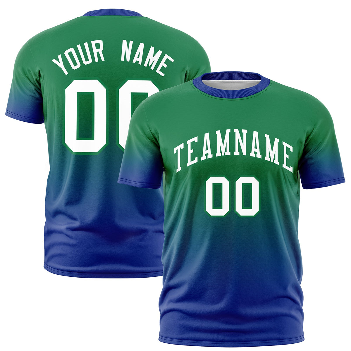Custom Kelly Green White Gradient Fashion Quick Dry T-shirt| KXKSHOP