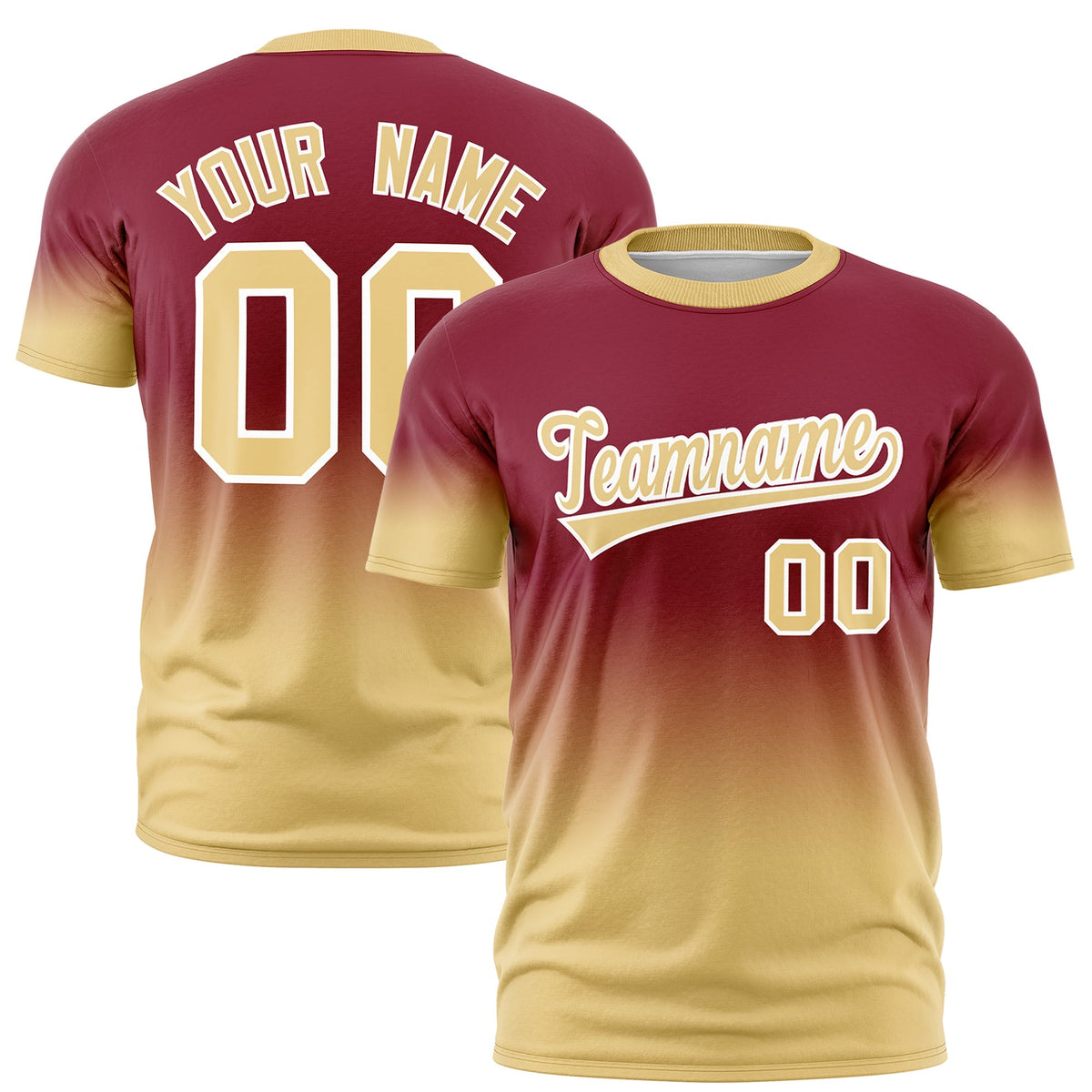 Custom Crimson Khaki White Gradient Fashion Quick Dry T-shirt| KXKSHOP
