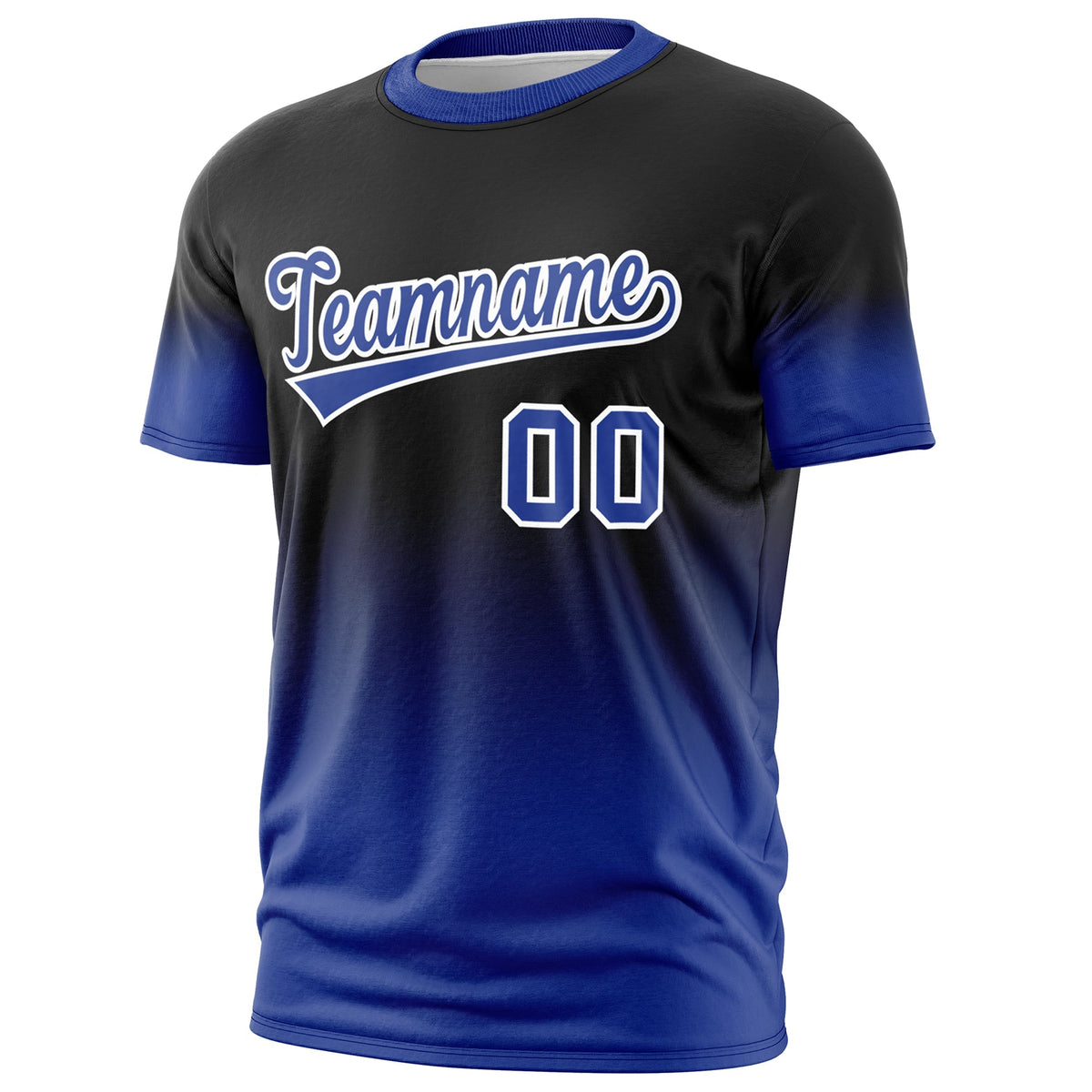 Custom Black Royal Blue White Gradient Fashion Lightweight T-shirt| KXKSHOP