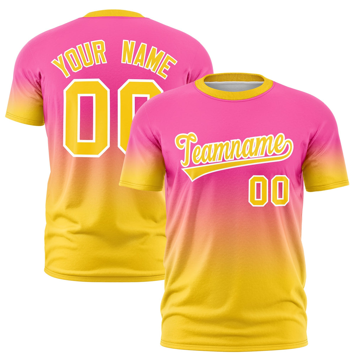 Custom Pink Gold White Gradient Fashion Lightweight T-shirt| KXKSHOP
