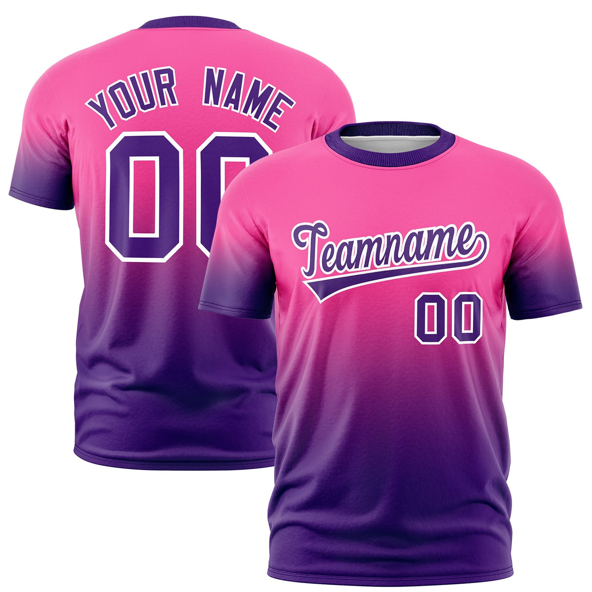 Custom Pink Purple White Gradient Fashion Quick Dry T-shirt| KXKSHOP