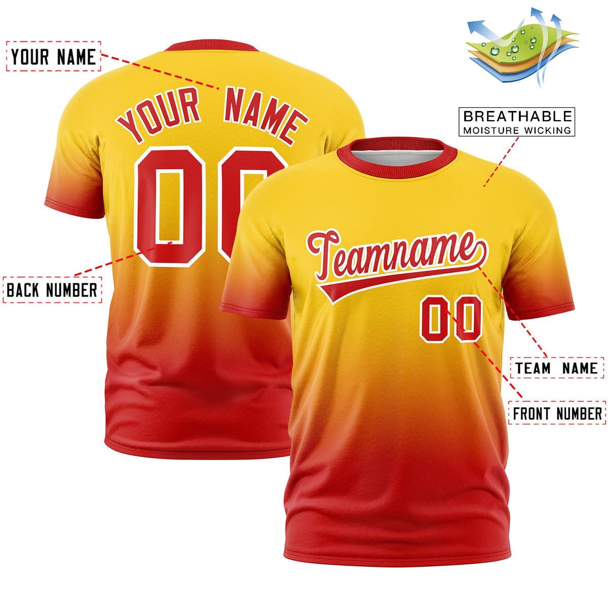 Custom Gold Red White Gradient Fashion Lightweight T-shirt| KXKSHOP