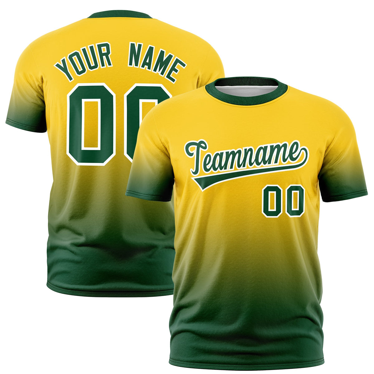 Custom Gold Green White Gradient Fashion Quick Dry T-shirt| KXKSHOP