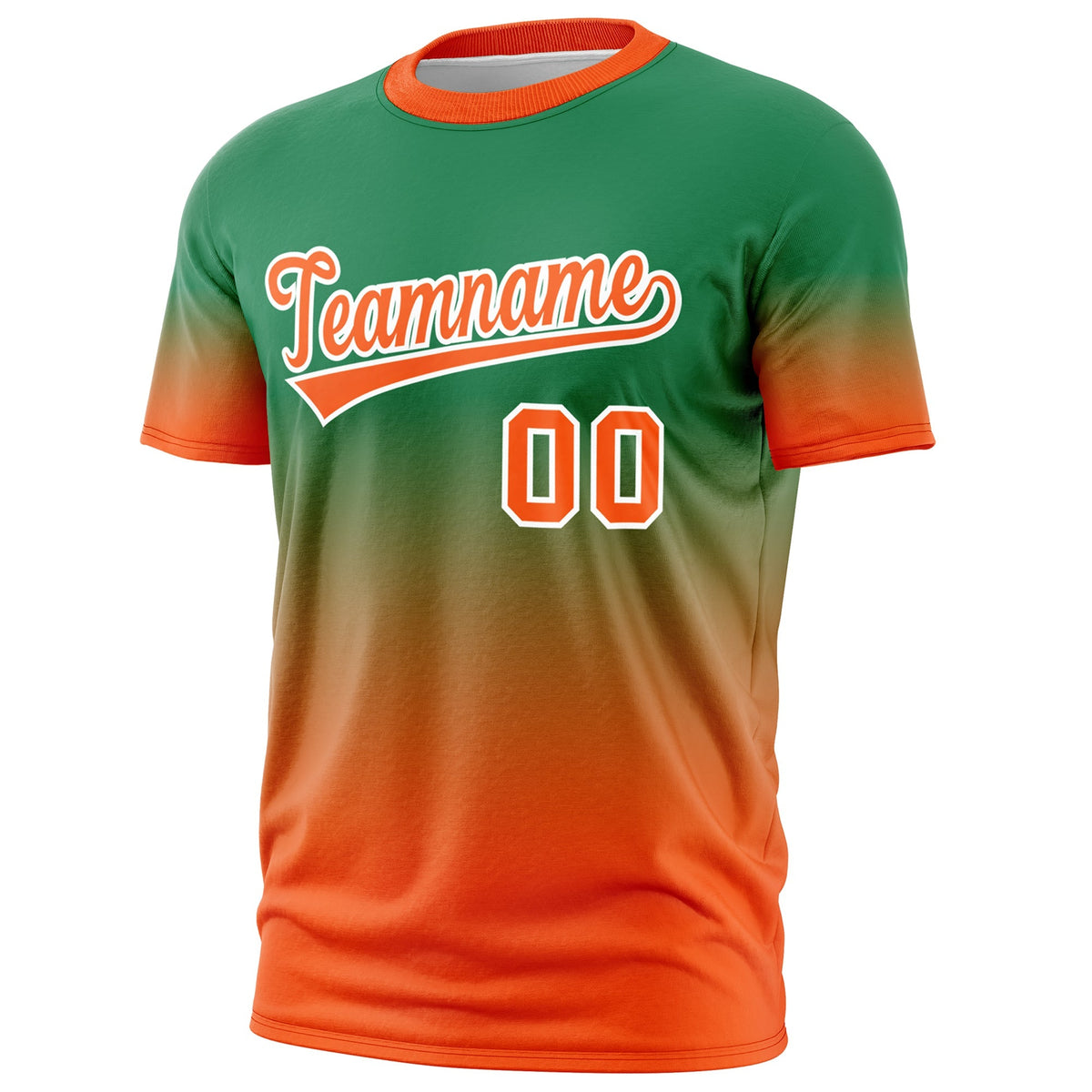 Custom Kelly Green Orange White Gradient Fashion Lightweight T-shirt| KXKSHOP