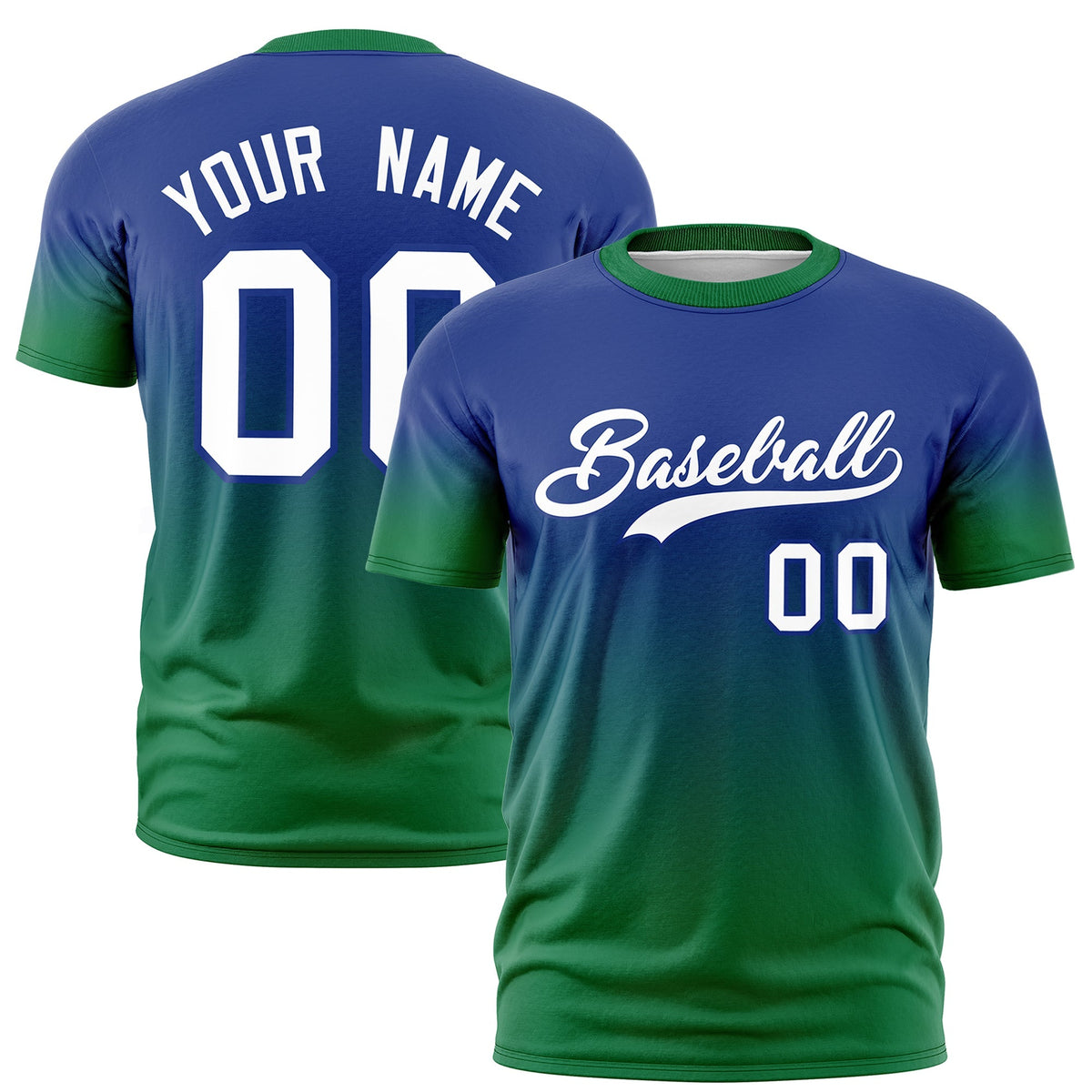 Custom Royal Blue White Gradient Fashion Quick Dry T-shirt| KXKSHOP