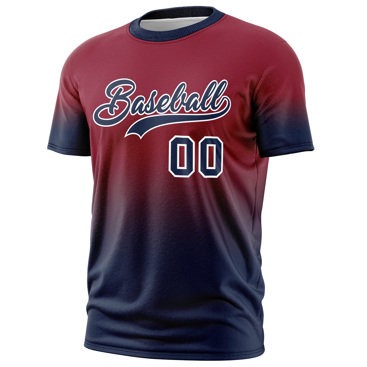 Custom Crimson Navy White Gradient Fashion Lightweight T-shirt| KXKSHOP