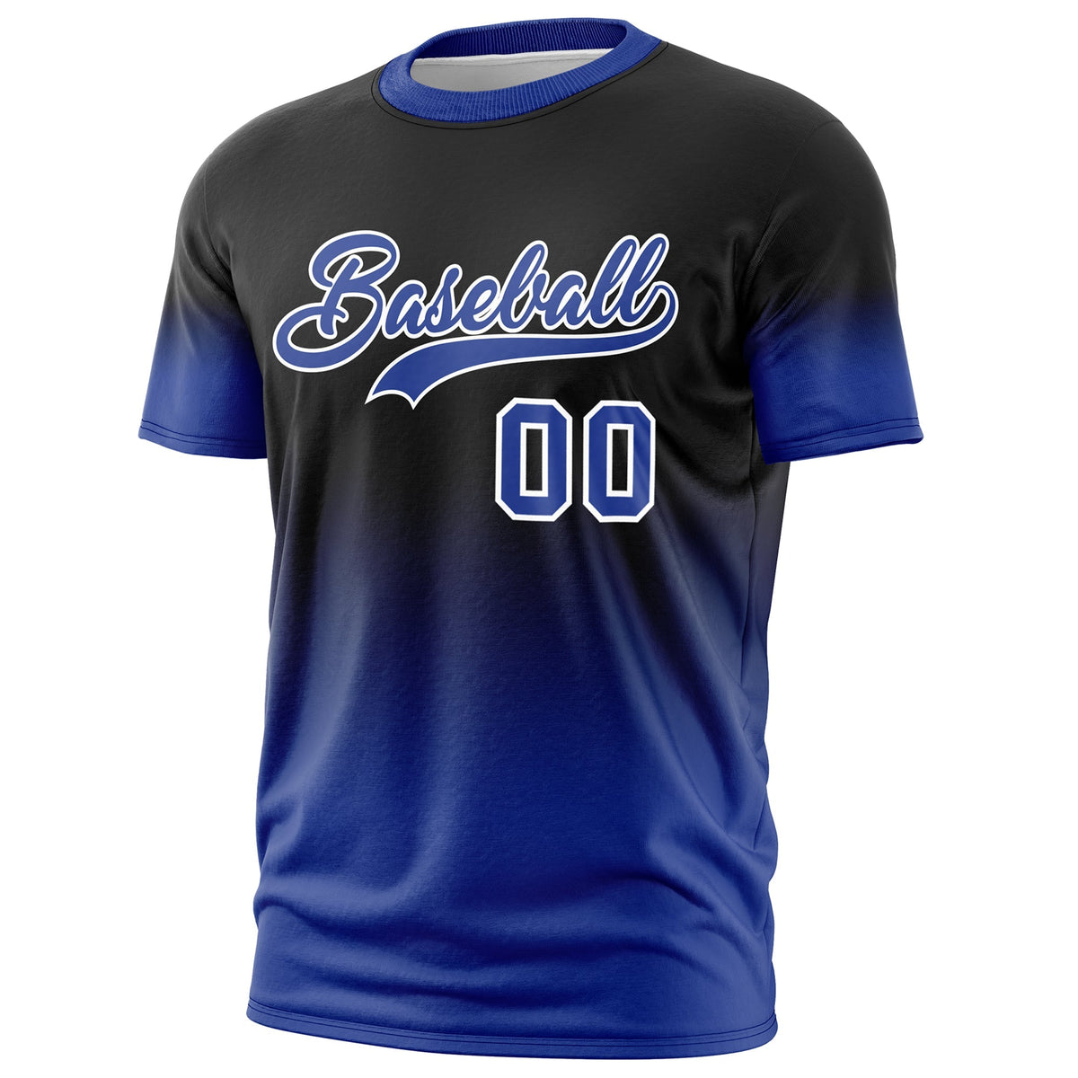 Custom Black Royal Blue White Gradient Fashion Lightweight T-shirt| KXKSHOP
