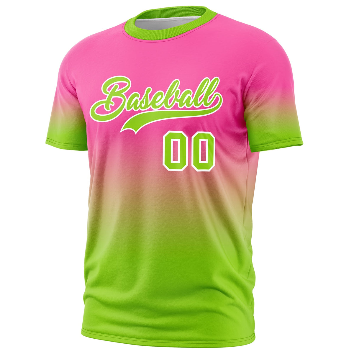 Custom Pink Neon Green White Gradient Fashion Quick Dry T-shirt| KXKSHOP