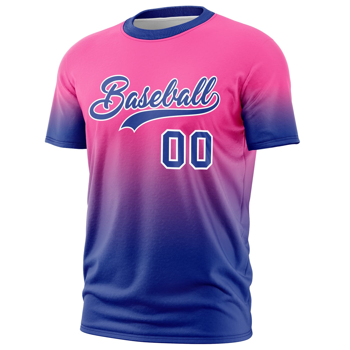 Custom Pink Royal Blue White Gradient Fashion Lightweight T-shirt| KXKSHOP