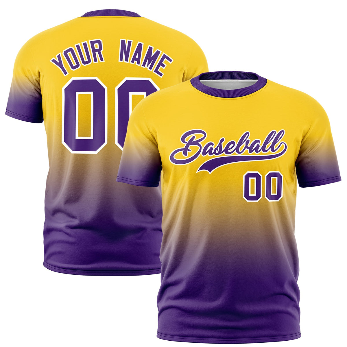 Custom Gold Purple White Gradient Fashion Lightweight T-shirt| KXKSHOP