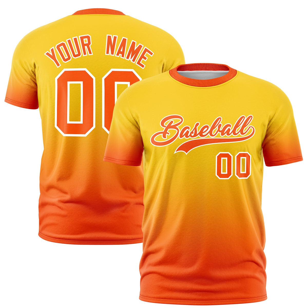 Custom Gold Orange White Gradient Fashion Lightweight T-shirt| KXKSHOP