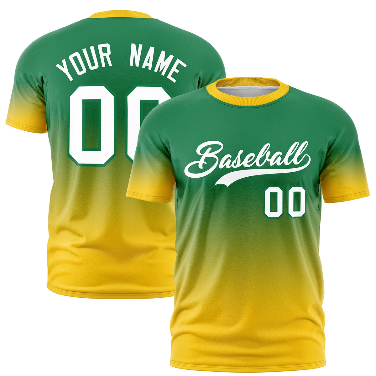 Custom Kelly Green White Gradient Fashion Quick Dry T-shirt| KXKSHOP