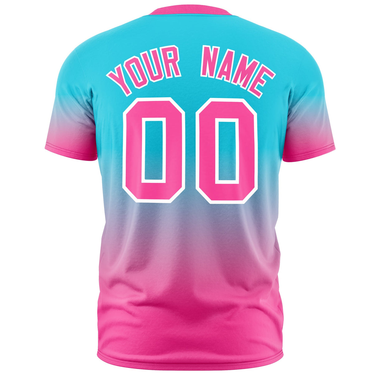 Custom Sky Blue Pink White Gradient Fashion Lightweight T-shirt| KXKSHOP