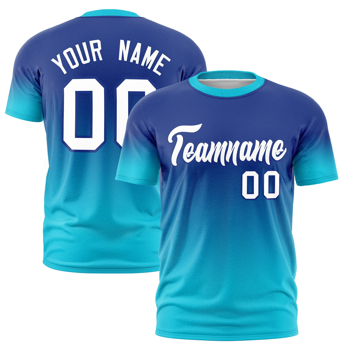 Custom Royal Blue White Gradient Fashion Lightweight T-shirt| KXKSHOP