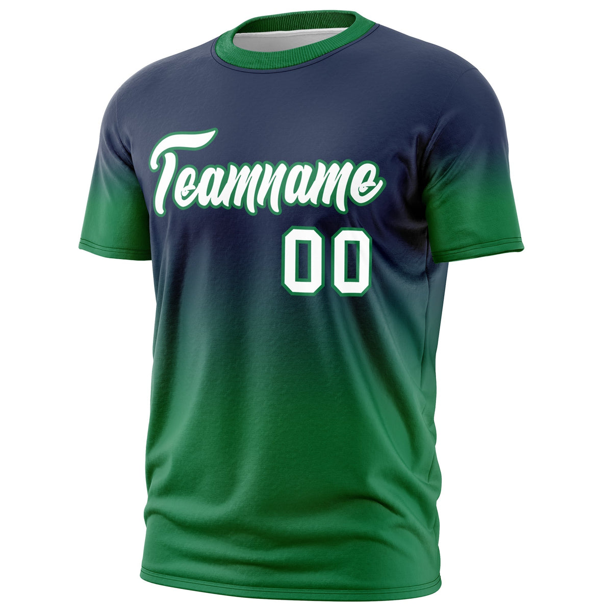Custom Navy White Kelly Green Gradient Fashion Lightweight T-shirt| KXKSHOP
