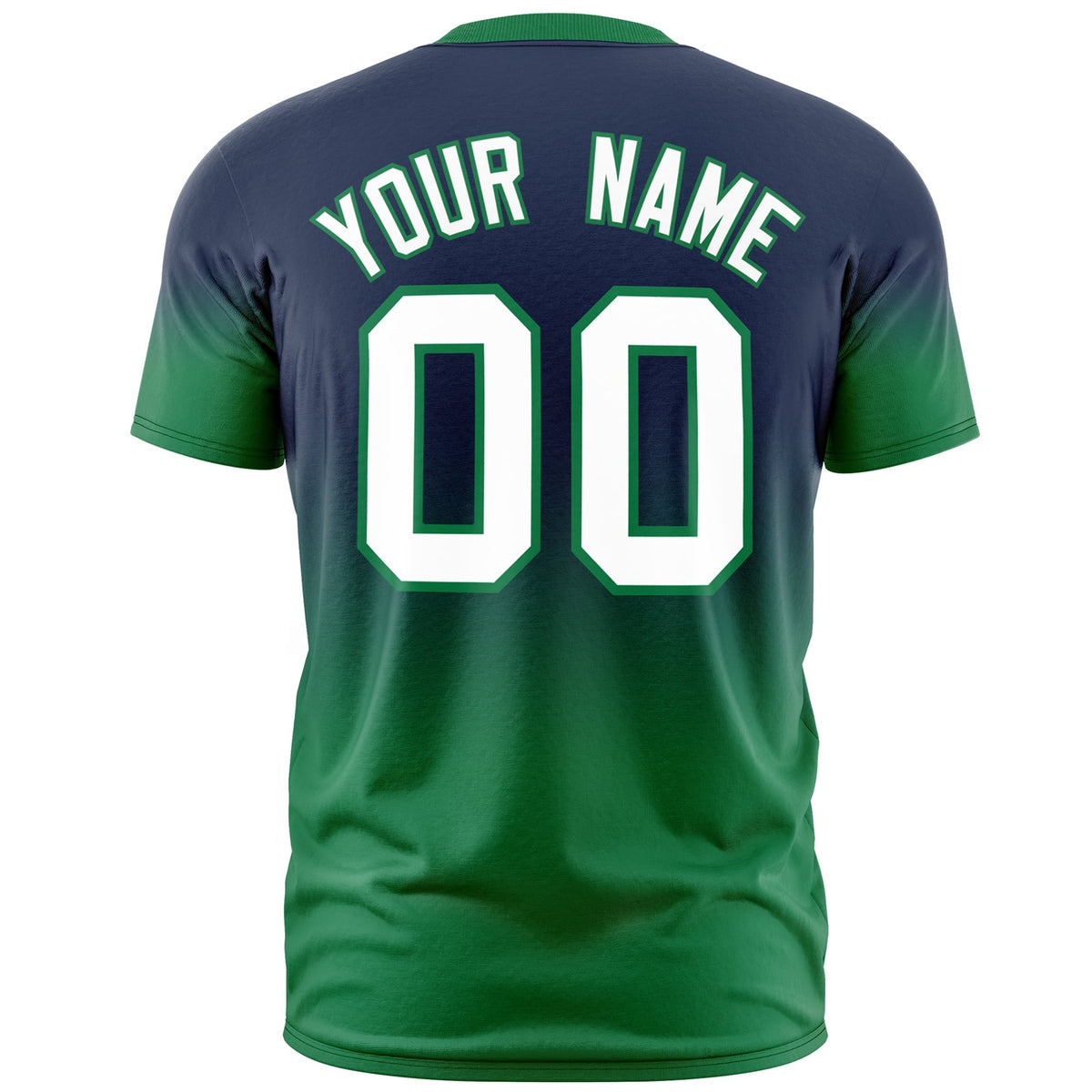 Custom Navy White Kelly Green Gradient Fashion Lightweight T-shirt| KXKSHOP