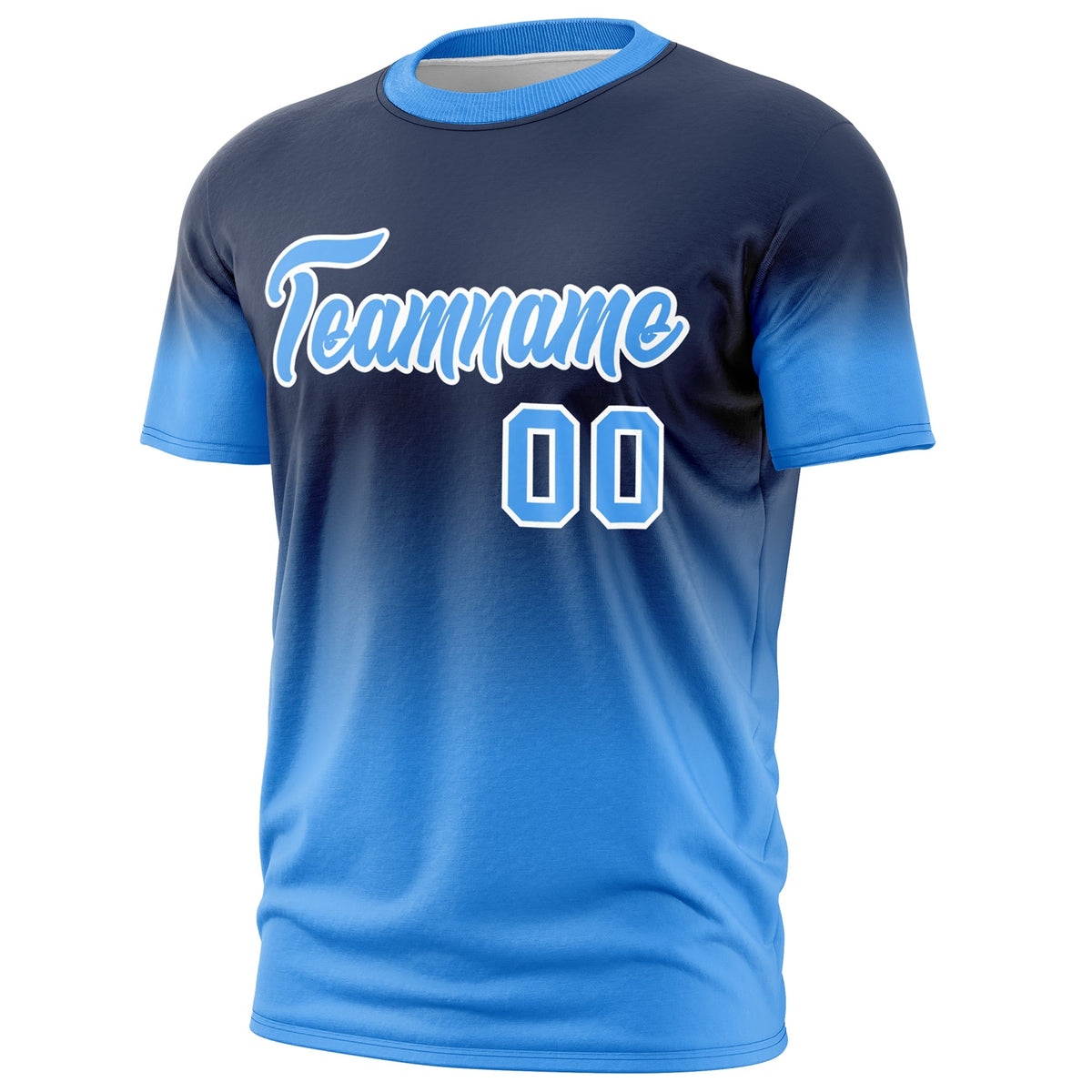 Custom Navy Powder Blue White Gradient Fashion Lightweight T-shirt| KXKSHOP