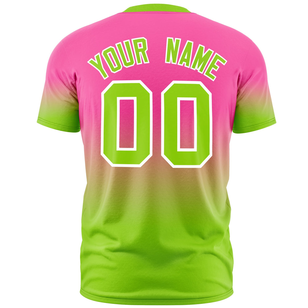 Custom Pink Neon Green White Gradient Fashion Quick Dry T-shirt| KXKSHOP