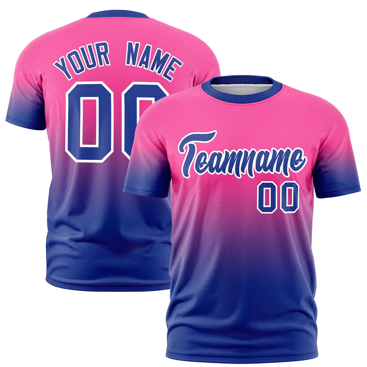 Custom Pink Royal Blue White Gradient Fashion Lightweight T-shirt| KXKSHOP