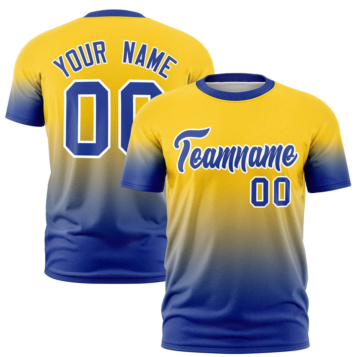 Custom Gold Royal Blue White Gradient Fashion Quick Dry T-shirt| KXKSHOP