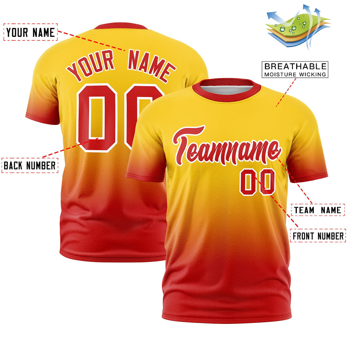 Custom Gold Red White Gradient Fashion Lightweight T-shirt| KXKSHOP